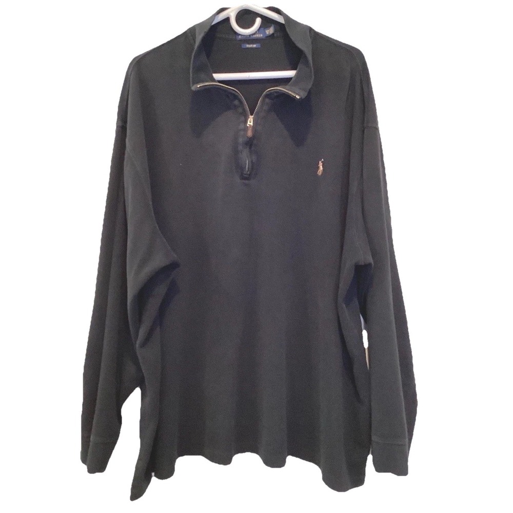 Polo Ralph Lauren Estate Rib Quarter Zip Pullover Black - 3XB Big & Tall